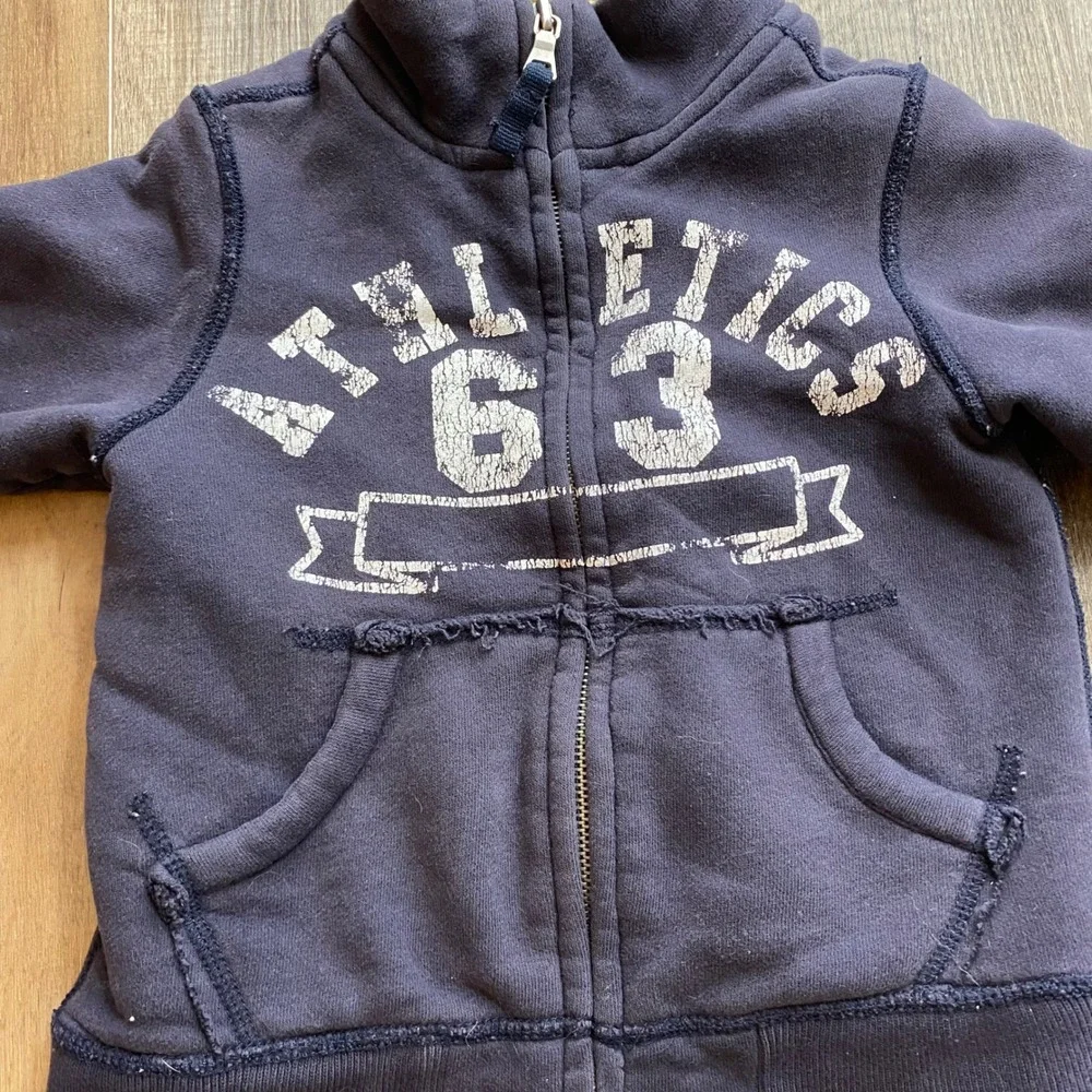 The Childrens Place Boys Navy Blue Athletics 63 Sherpa Collar Zip‎ Hoodie 3T